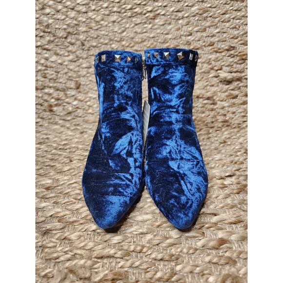 Patrizia By Spring Step Blue Velvet Heeled Ankle Boots Studded Size 37, 6.5 US - Picture 4 of 12